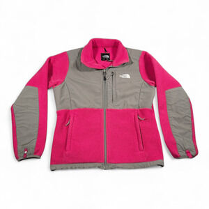 North Face Jacket Womens MEDIUM Pink Gray Denali Fleece Polartec Zip Dual Color
